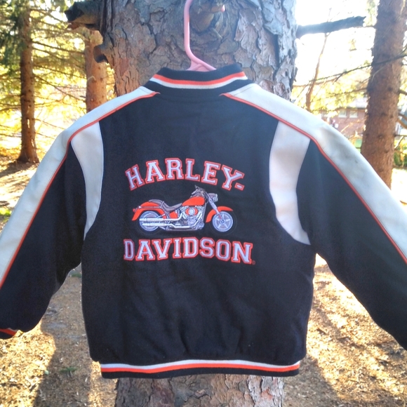 Harley Davidson Jacket coat Kids youth size 6 Reversible Wool Letterman winter - Picture 4 of 11